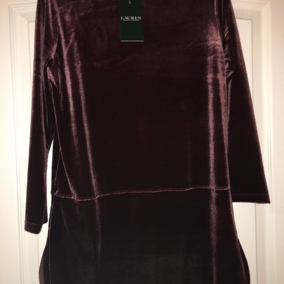 Ralph Lauren Burgundy Velvet Top - Picture 1 of 8